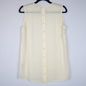 Vintage Giorgio Armani Milano Ivory 100% Silk Sleeveless Button Up Shirt, Sz 38